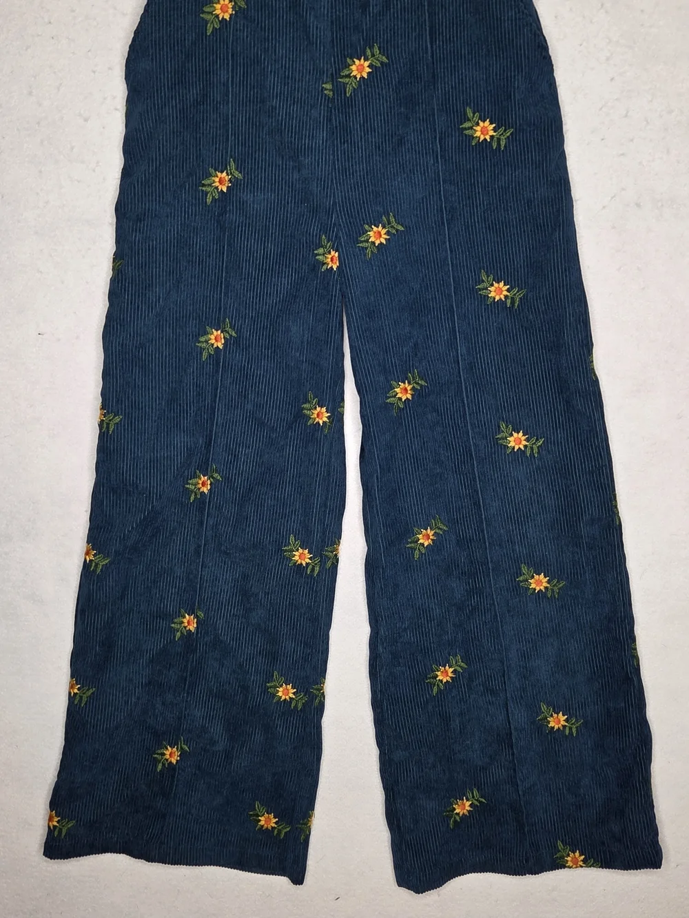 Cider Sunflower Corduroy Wide Leg Overall S Ditsy Floral Animal Crossing Boho - Picture 3 of 11